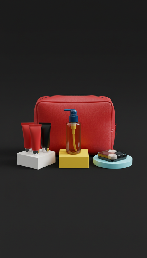 Bold Red Personal Care Travel Kit